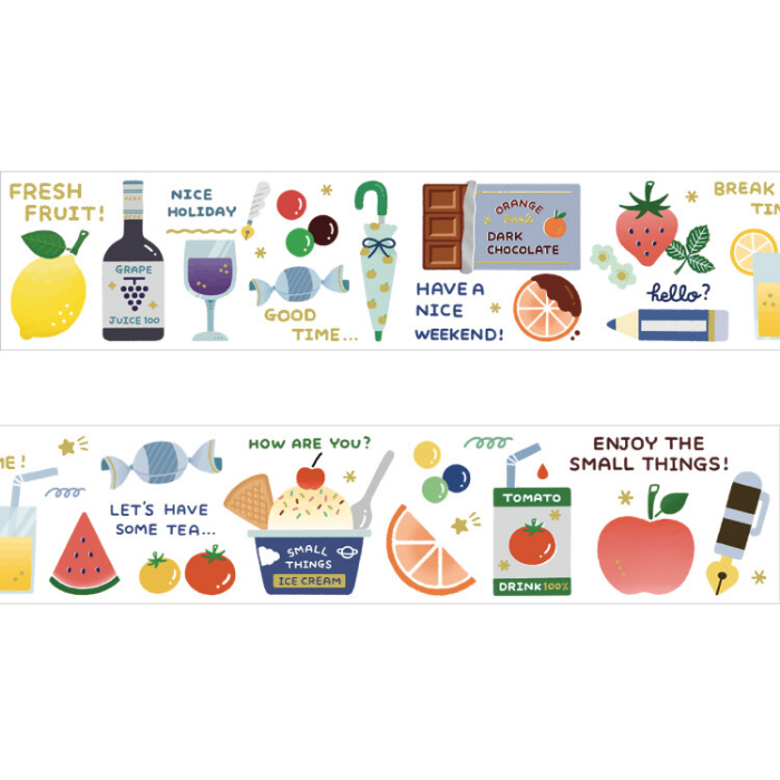 eric Washi Tape - Fruits, decorative tape featuring charming illustrations of cozy scenes and favorite spots, perfect for journaling, scrapbooking, and adding a personal touch to crafts and stationery.