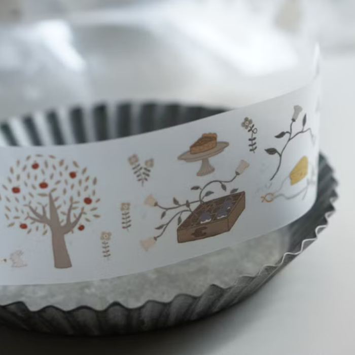 Ivy Snow matte PET tape titled 'At The Farm,' featuring charming farm-themed illustrations with animals, plants, and farm scenes, Japanese stationery perfect for decorating planners, journals, and crafts.