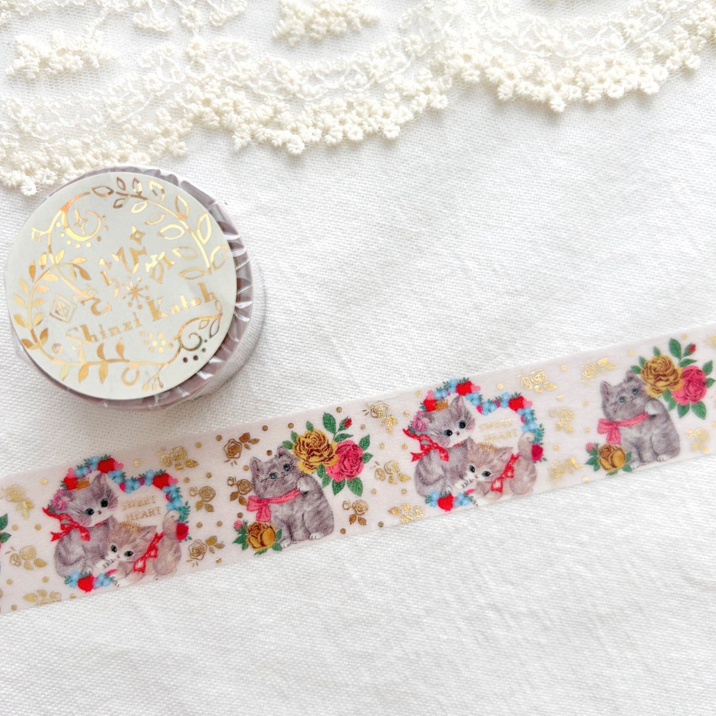 Shinzi Katoh Washi Tape - Rose Cat