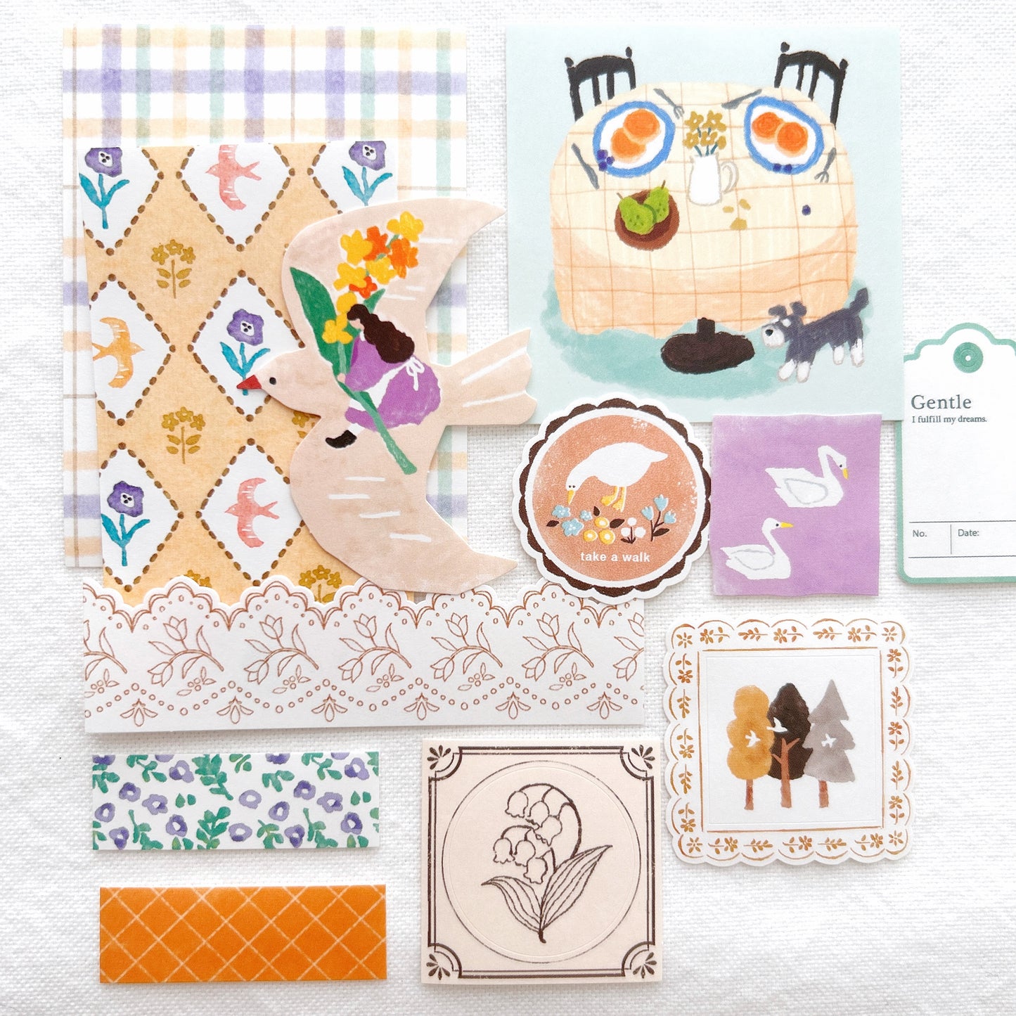 Mind Wave Yori-Dori Flake Stickers - On Bird's Back