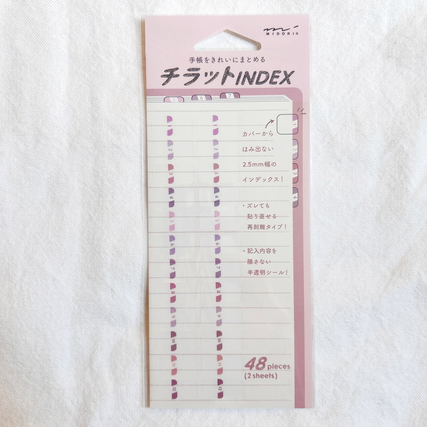 Midori Index Label - Numbers - Pink