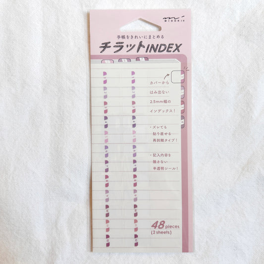 Midori Index Label - Numbers - Pink
