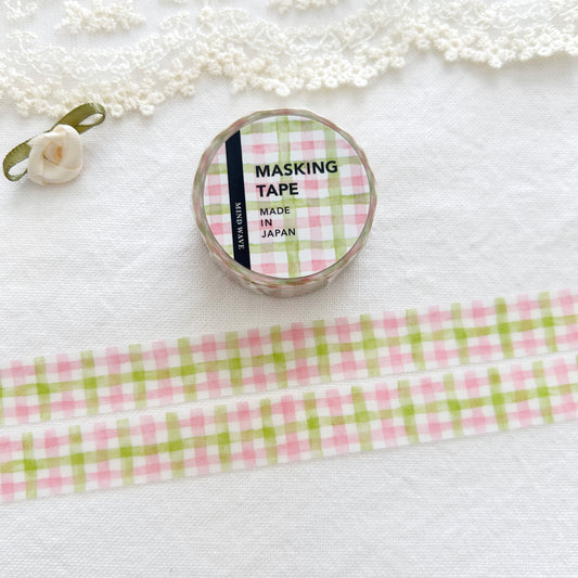 Mind Wave Washi Tape - Check Pattern 33 - Pink and Green