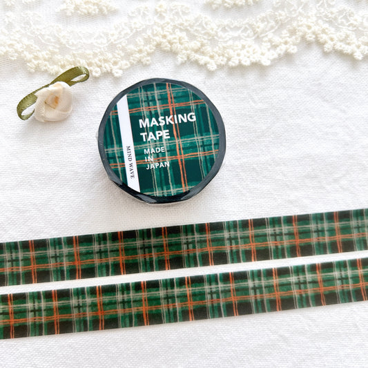 Mind Wave Washi Tape - Check Pattern 32 - Green Plaid