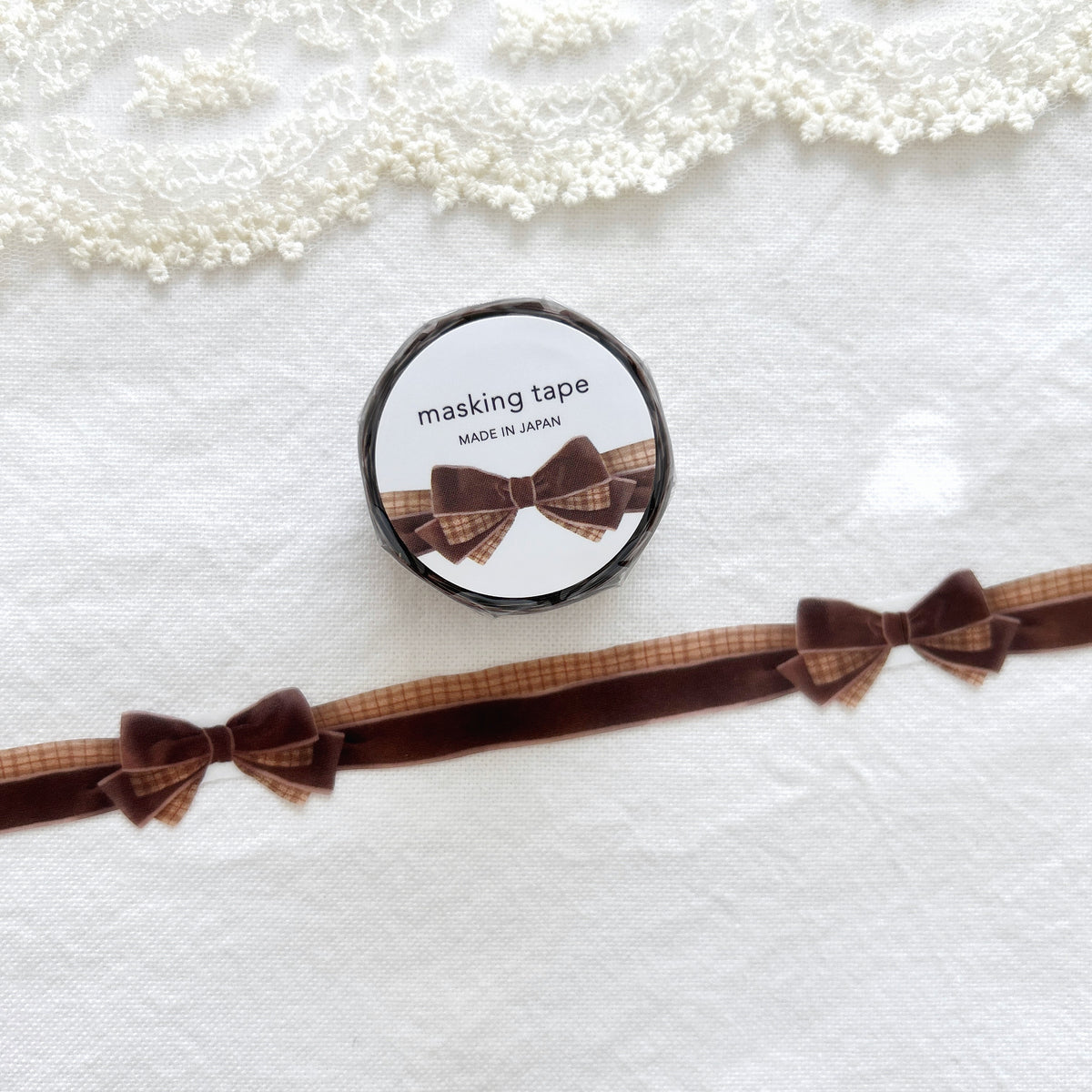 Mind Wave Die-Cut Ribbon Bow Washi Tape - Velour Brown