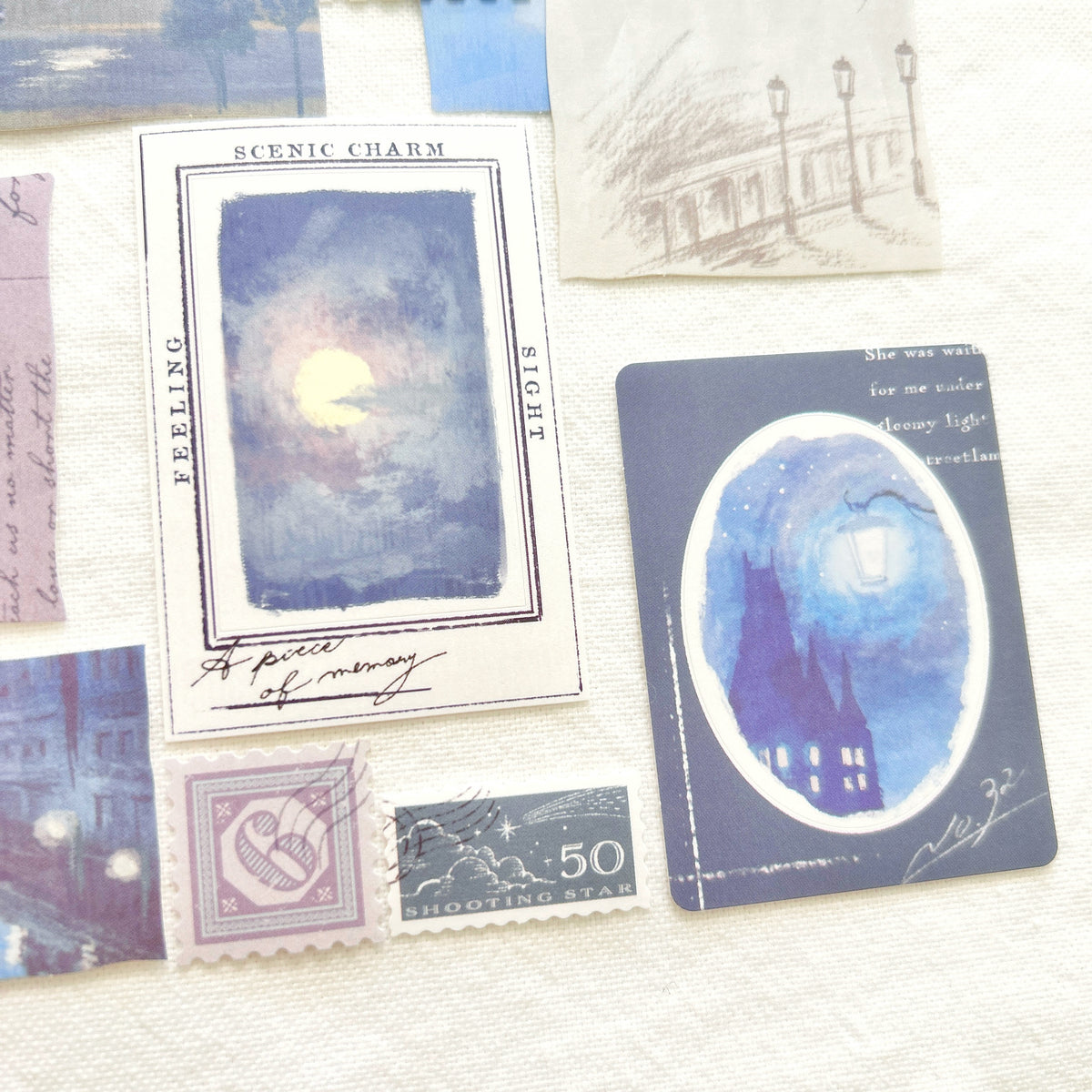 Mind Wave Landscape Flake Stickers - Moonlight