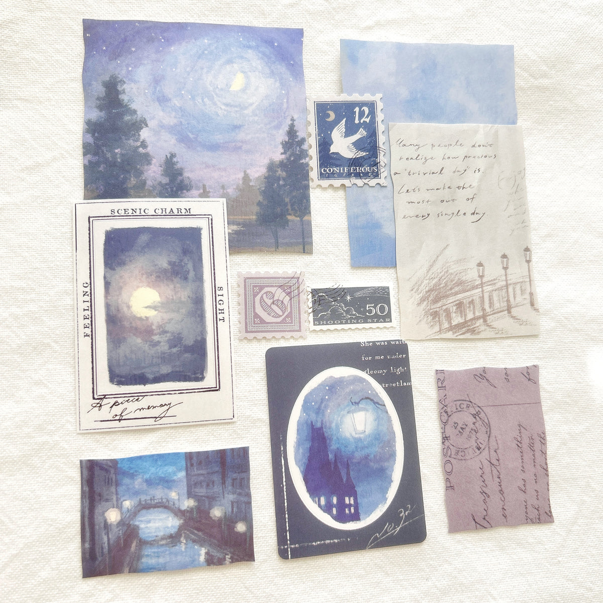 Mind Wave Landscape Flake Stickers - Moonlight