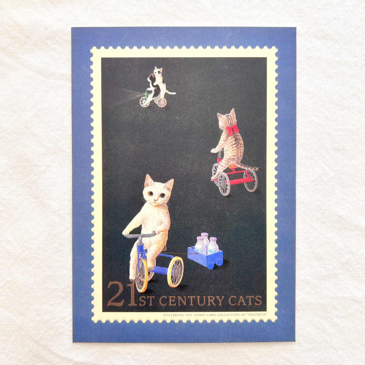 Pottering Cat Postcard - Tricycle