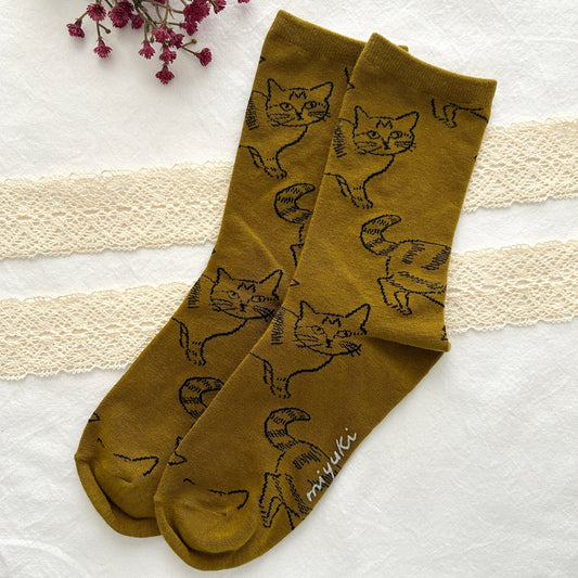 Matsuo Miyuki Cat Socks - Kijitora