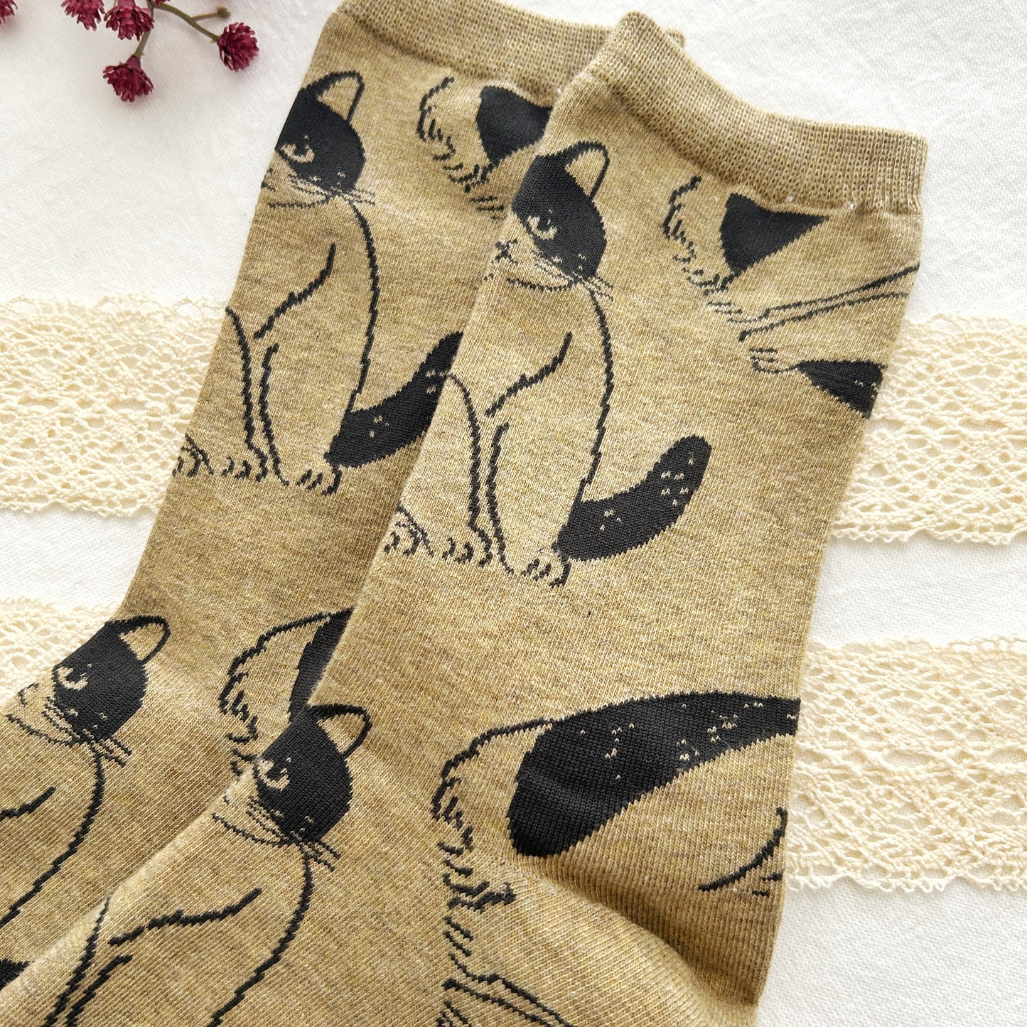 Matsuo Miyuki Cat Socks - Pepper