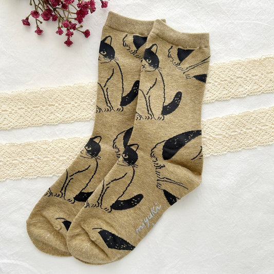 Matsuo Miyuki Cat Socks - Pepper