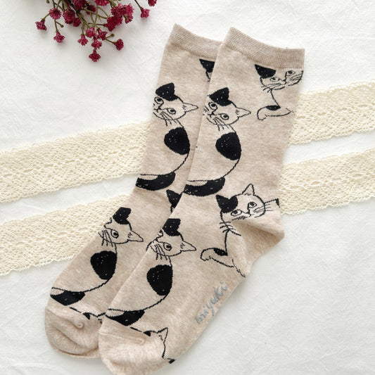 Matsuo Miyuki Cat Socks - Pumpkin
