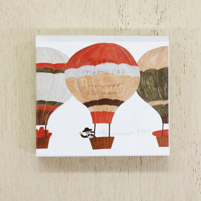 Necktie memo pad titled 'Balloon,' featuring playful balloon illustrations with a whimsical style, Japanese stationery ideal for adding cheerful touches to notes, planners, and journals.