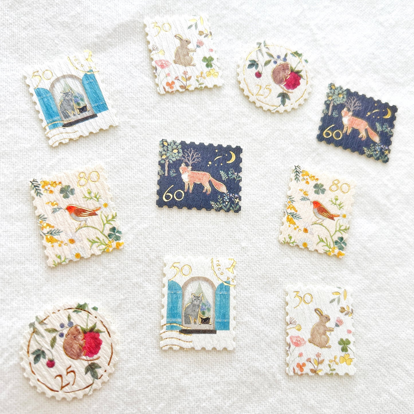 NB Gold Foil Flake Stickers - Animal Stamp