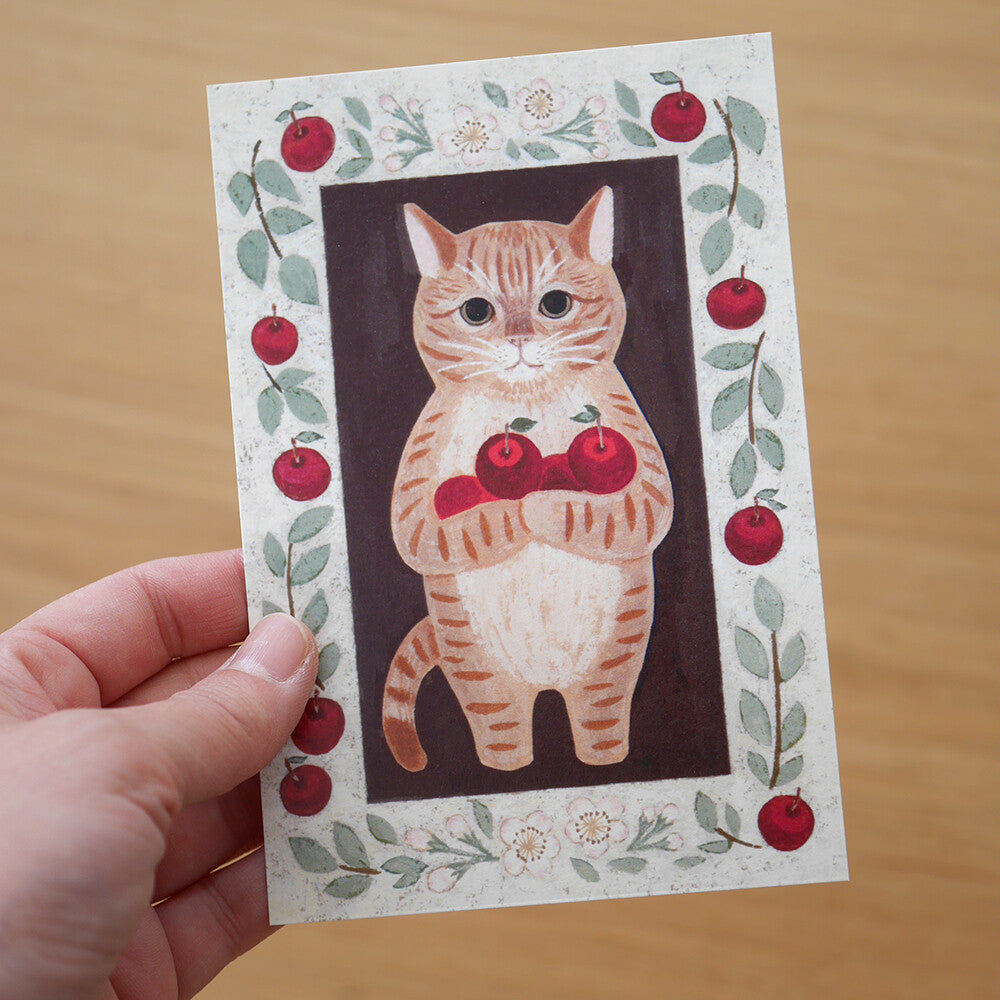 4Legs Postcard - Brown Tiger Apple Cat