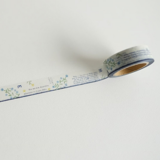 YOHAKU washi tape titled 'Encyclopedia of Plants and Flowers' (Y-154), featuring detailed botanical illustrations of plants and flowers in earthy tones, Japanese stationery ideal for adding an elegant, vintage touch to planners, journals, and crafts.