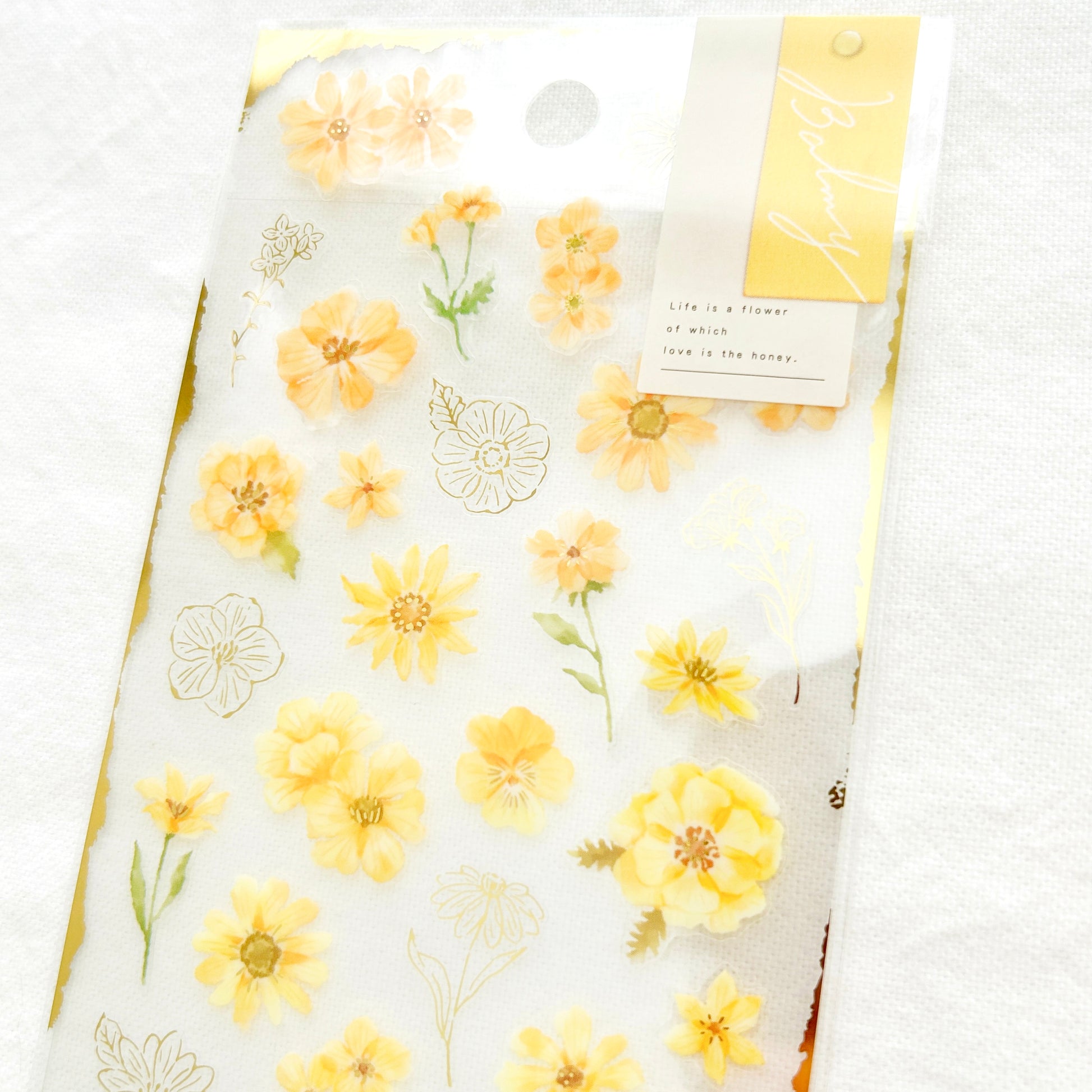 Sticker sheet of cheerful orange and yellow flowers