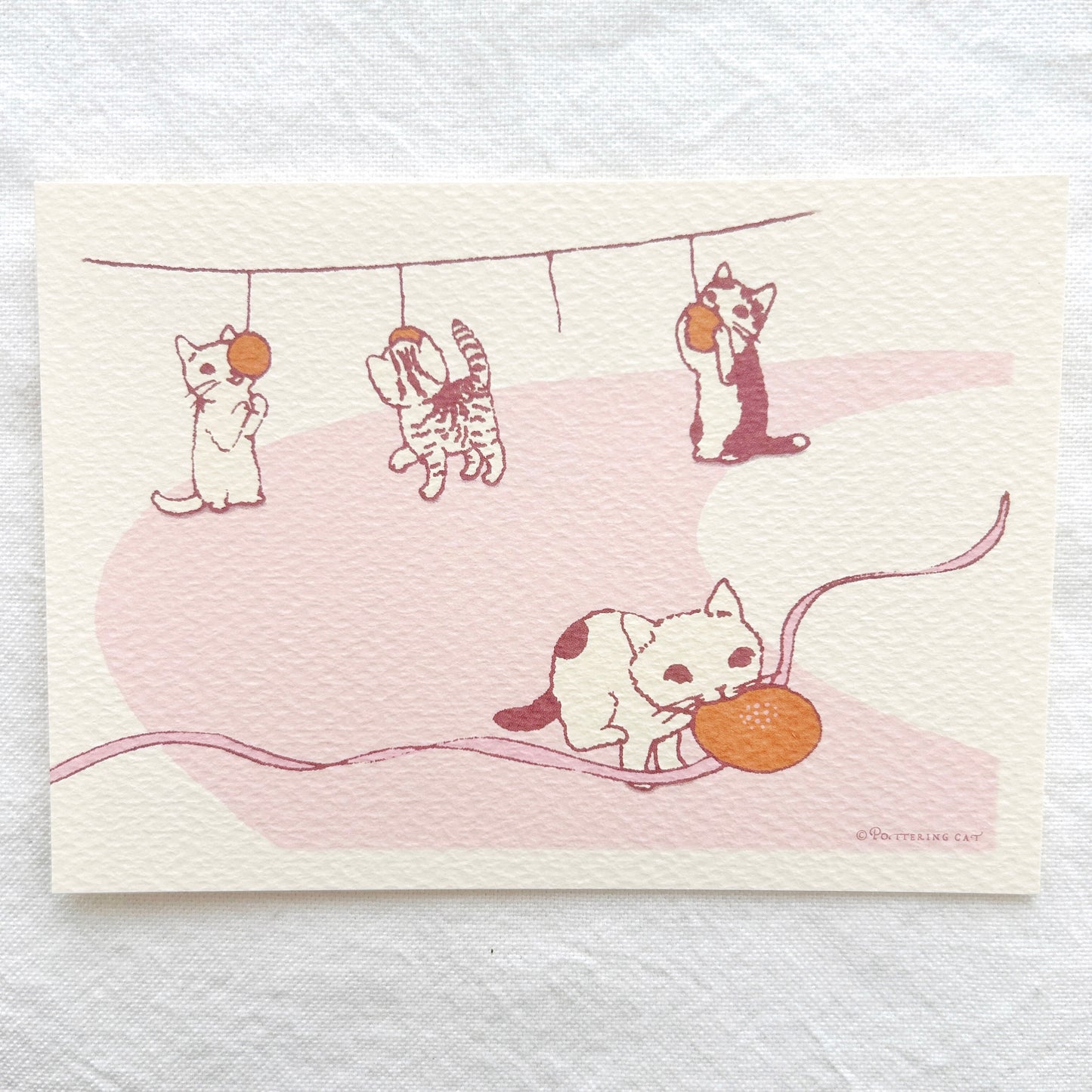 Pottering Cat Postcard - Red Bean Bread