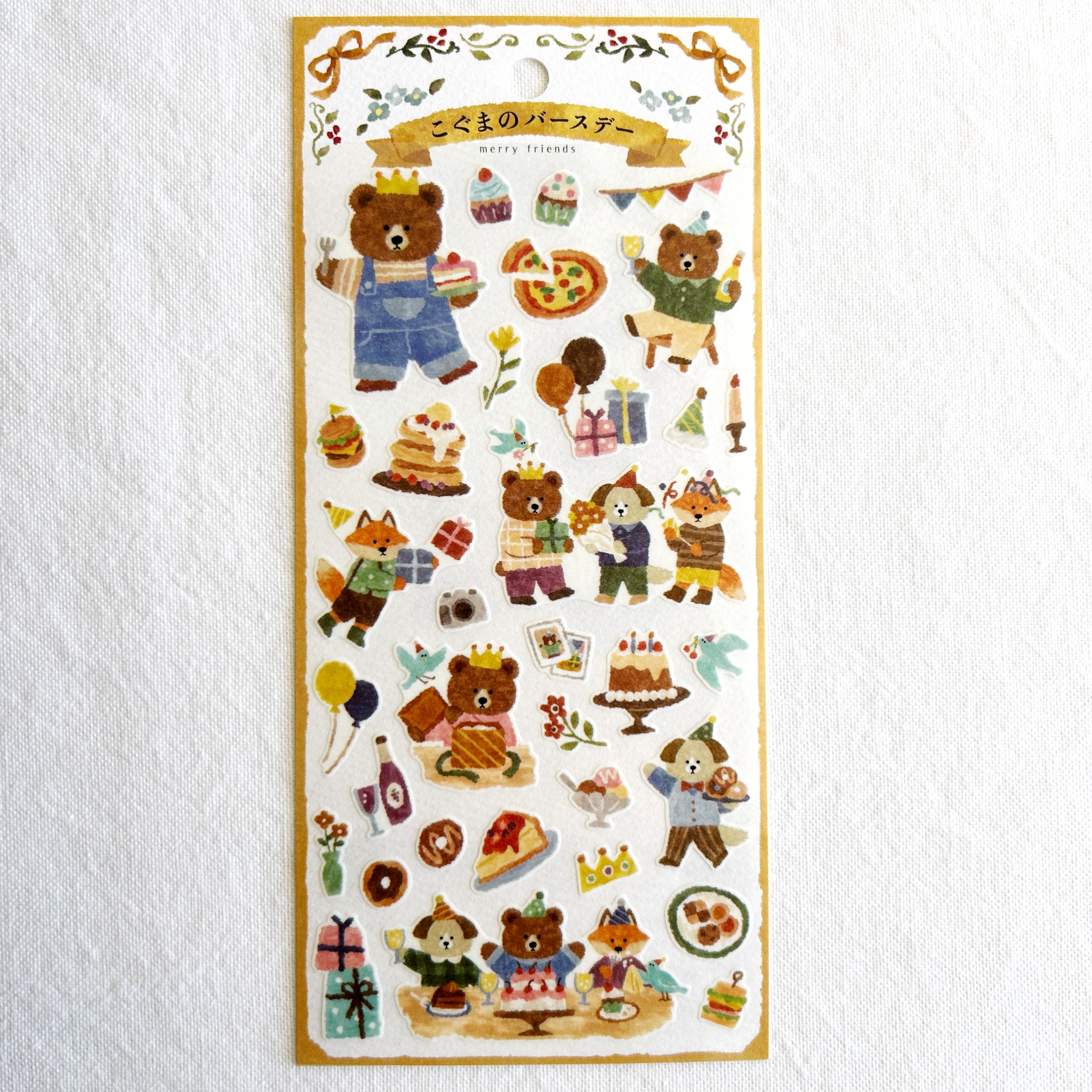 Mind Wave Merry Friends - Bear's Birthday sticker sheet.  Perfect for adding a touch of whimsy to your planners, cards, or scrapbooks.