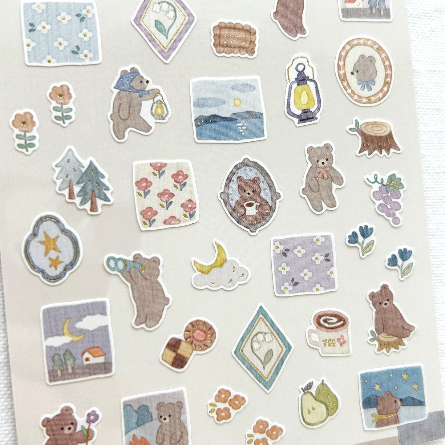 Mind Wave Lampo - Bear and Starry Sky sticker sheet.  Perfect for journaling, scrapbooking, bullet journal, and creative craft projects.