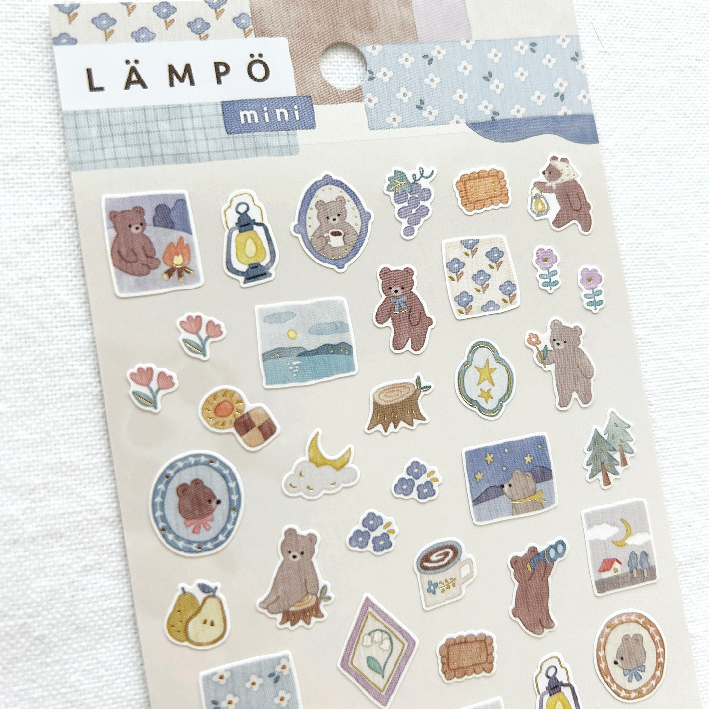 Mind Wave Lampo - Bear and Starry Sky sticker sheet.  Perfect for journaling, scrapbooking, bullet journal, and creative craft projects.