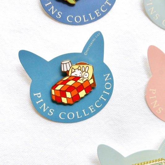 Pottering Cat Enamel Pin - Bed