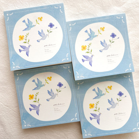 Michikusa Memo Pad - Blue Birds