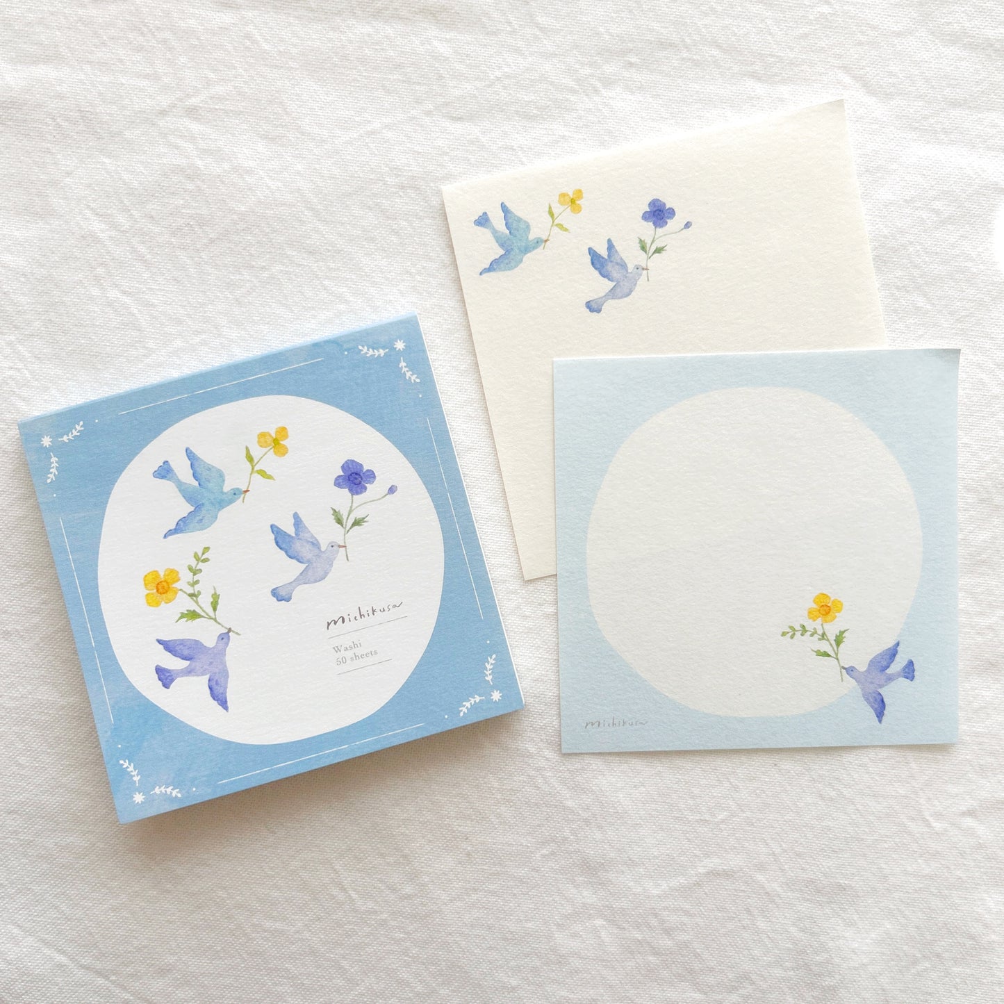 Michikusa Memo Pad - Blue Birds