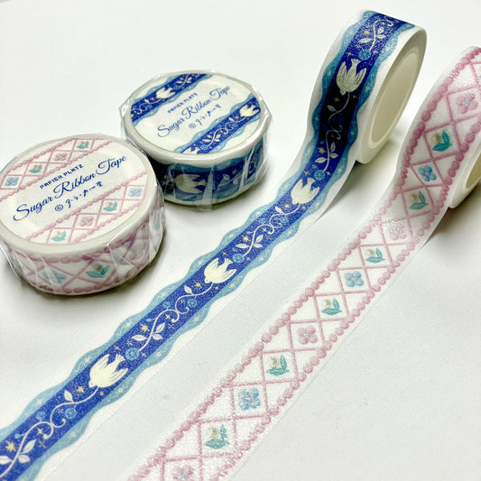 Papier Platz Washi Tape - A La Cardo Sugar Ribbon Star Bird