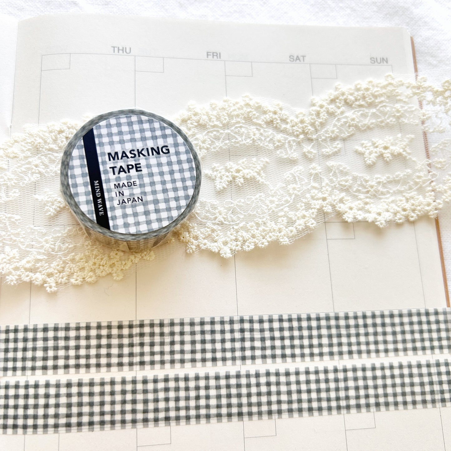 Mind Wave Washi Tape - Check Pattern - Black and White