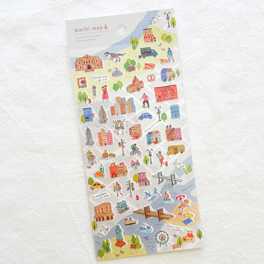 Mind Wave Town Map Stickers - Blue City