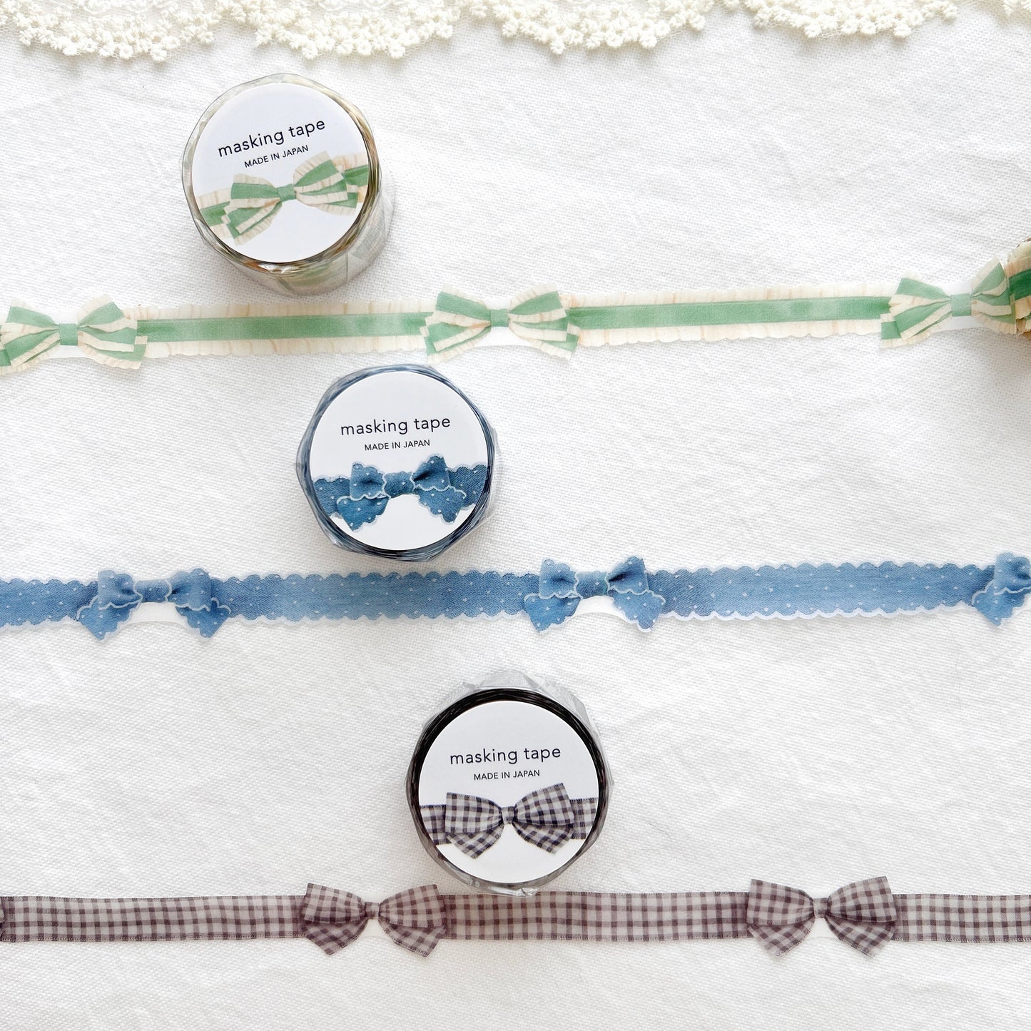 Mind Wave Die-Cut Ribbon Bow Washi Tape - Gingham Grey