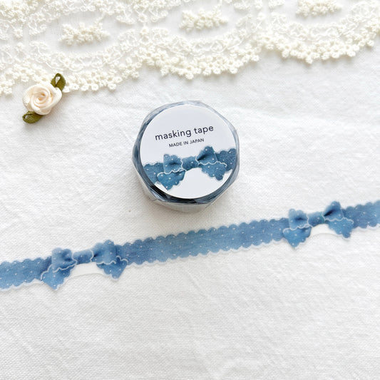 Mind Wave Die-Cut Ribbon Bow Washi Tape - Denim Blue