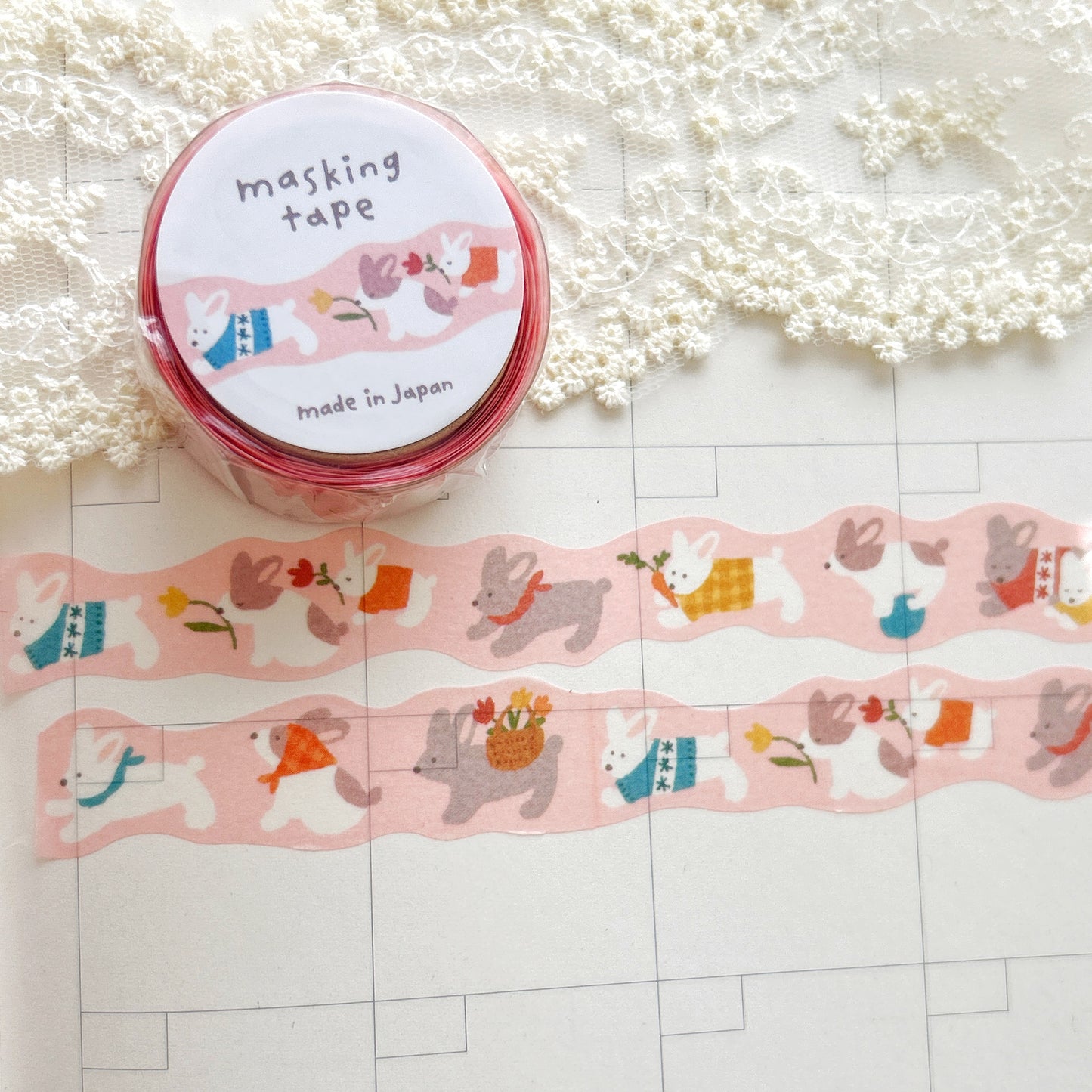 Mind Wave Die Cut Washi Tape - Hopping Bunnies