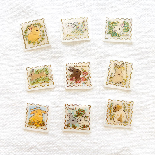Papier Platz Gold Foil Flake Sticker - Bunnies Stamp Style (37-888)