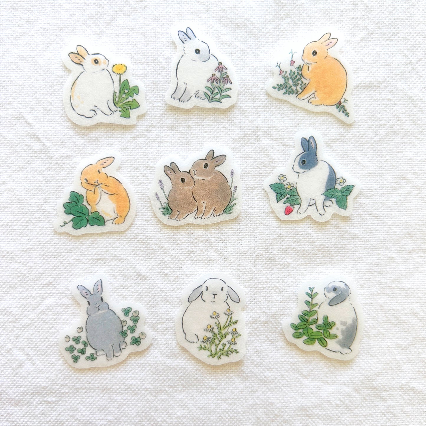Papier Platz Flake Stickers - Bunnies and Wild Flowers
