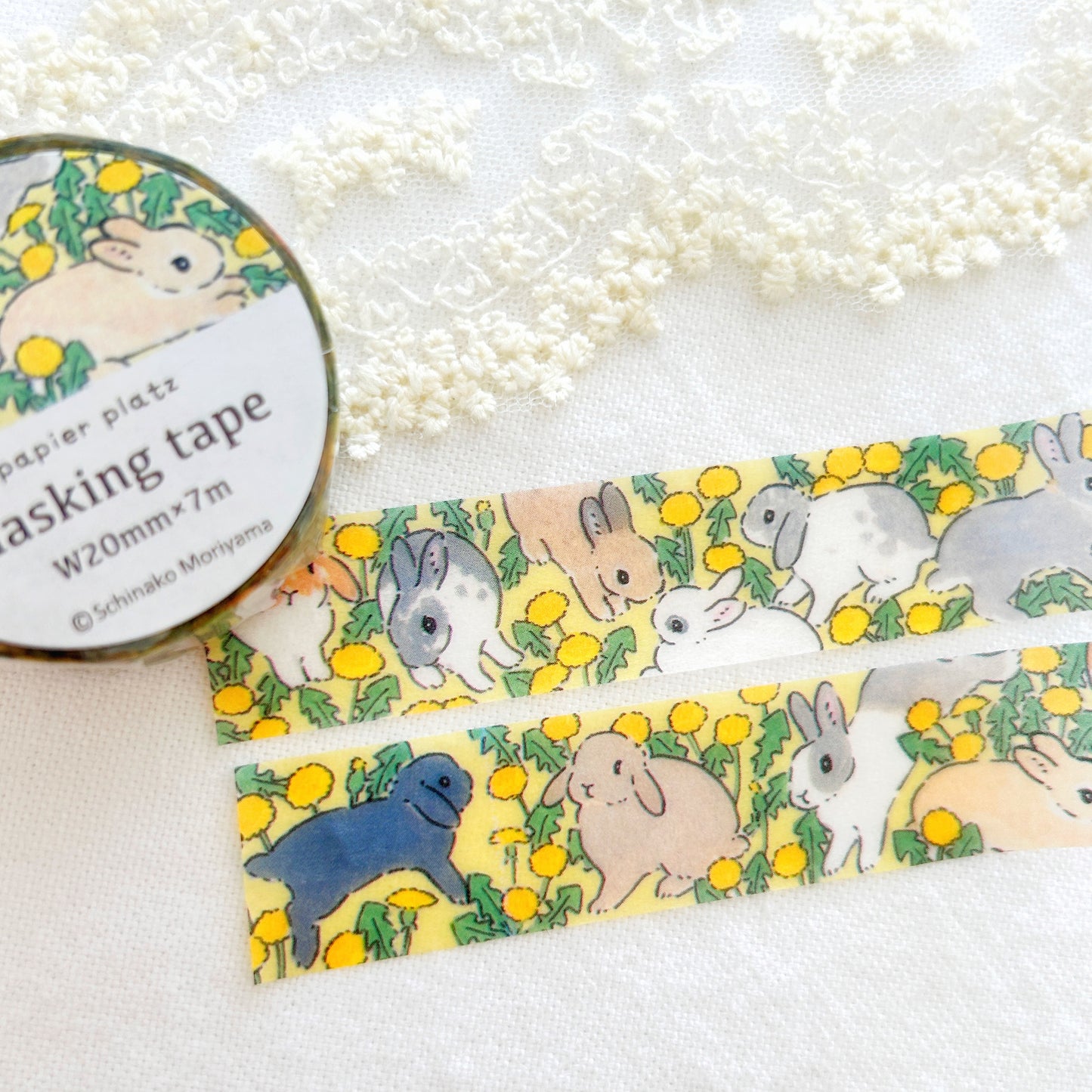 Washi tape of many bunnies in  marigold flower garden