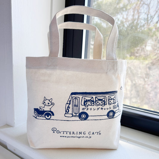 Pottering Cat Small Canvas Tote Bag - Leisurely Bus