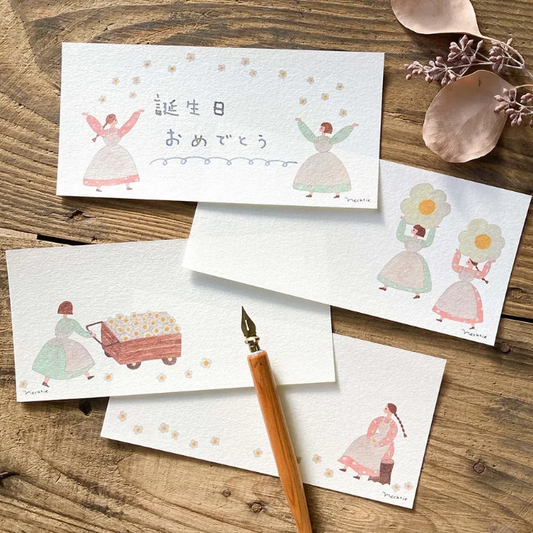 Necktie memo pad titled 'Ohana,' featuring delicate floral illustrations with a soft, whimsical style, Japanese stationery perfect for adding a touch of nature to notes, planners, and journals.