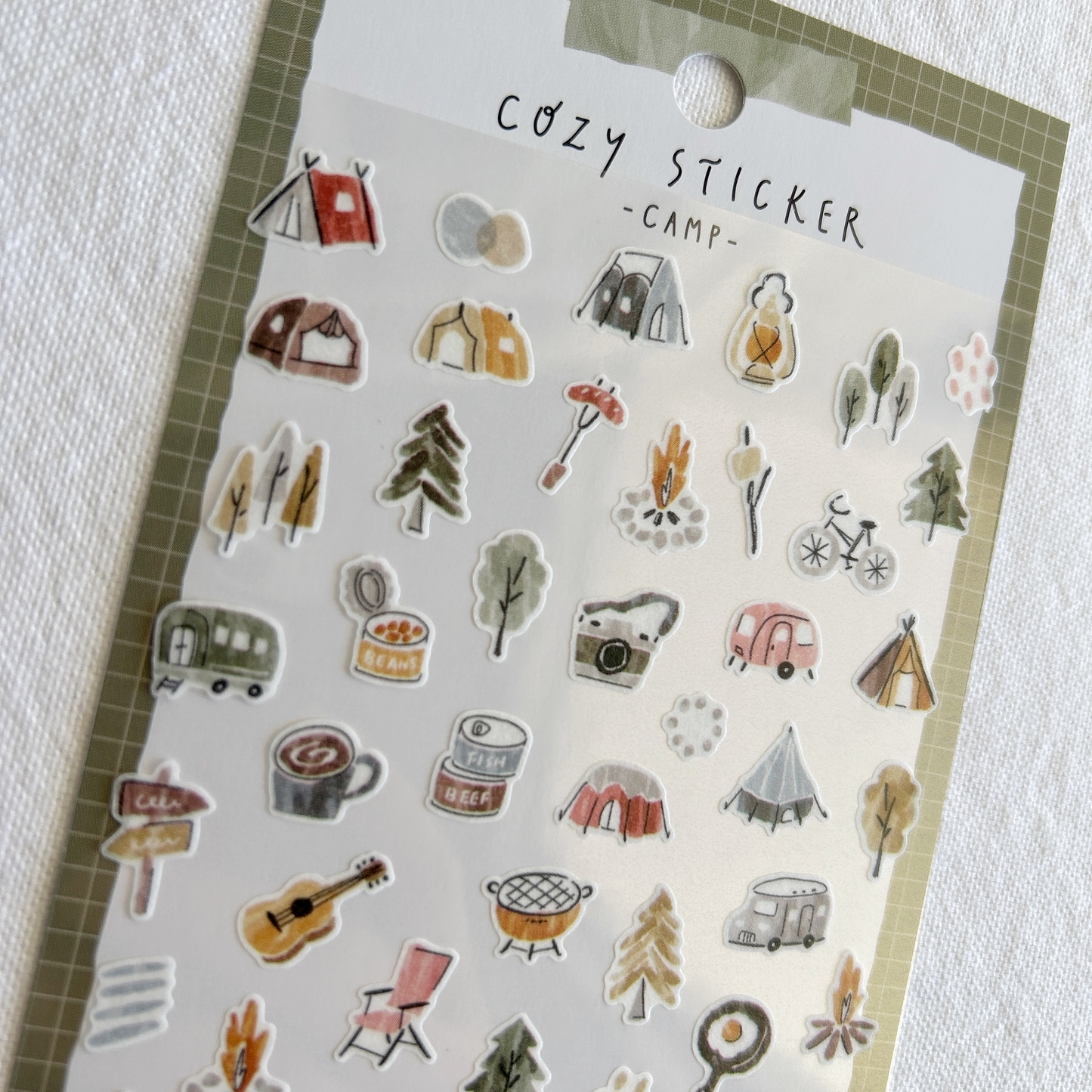 Mind Wave Cozy Sticker - Camp. Perfect for adding an adventurous yet cozy vibe to journals, planners, and scrapbooks.