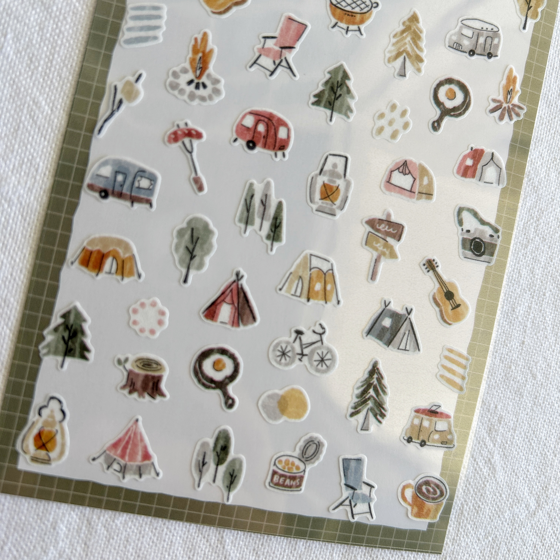 Mind Wave Cozy Sticker - Camp. Perfect for adding an adventurous yet cozy vibe to journals, planners, and scrapbooks.