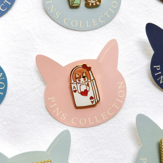 Pottering Cat Enamel Pin - Card