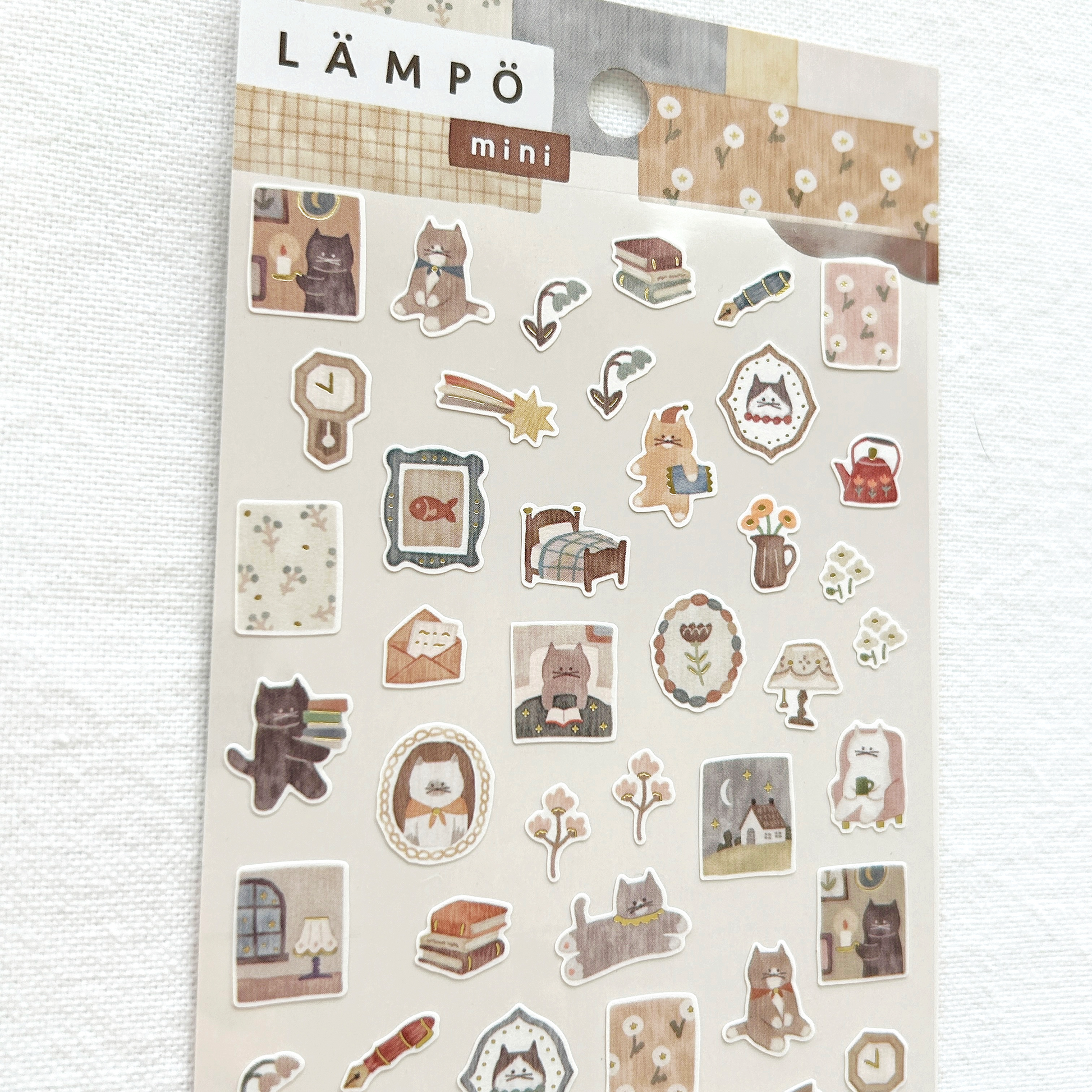 Mind Wave Lampo - Cat and Night sticker sheet.  Perfect for journaling, scrapbooking, bullet journal, and creative craft projects.