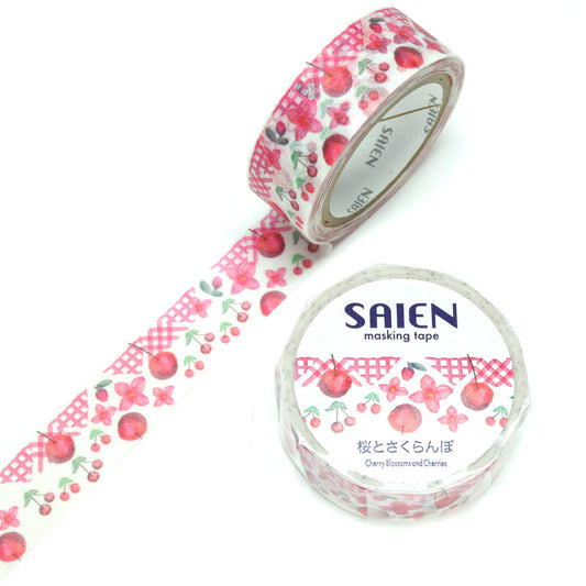 Washi tape of cherry blossom flowers and cherries
