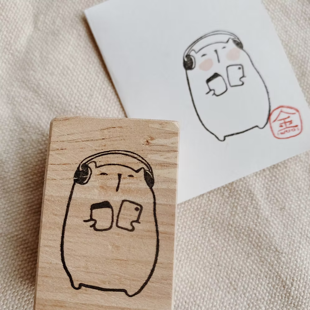 Catdoo Rubber Stamp - Chill With Music