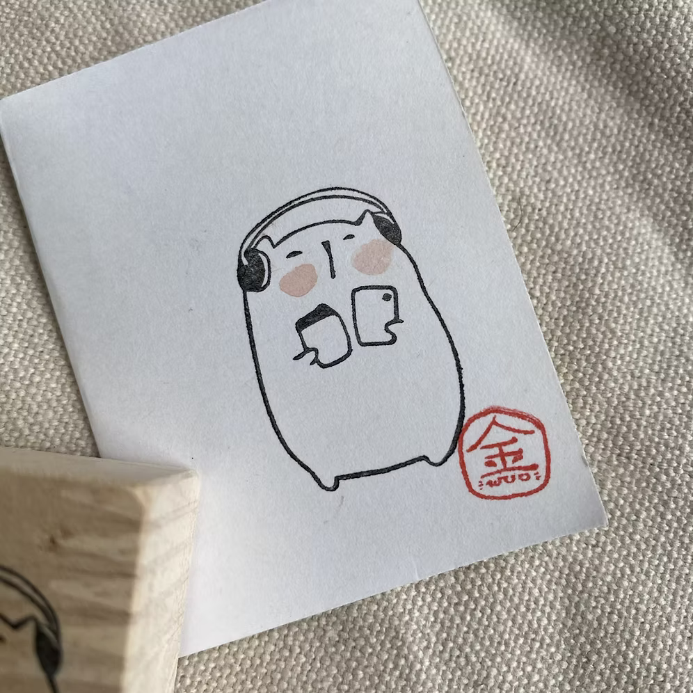 Catdoo Rubber Stamp - Chill With Music