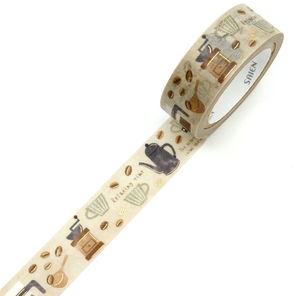 Saien Gold Foil Washi Tape - Coffee Time