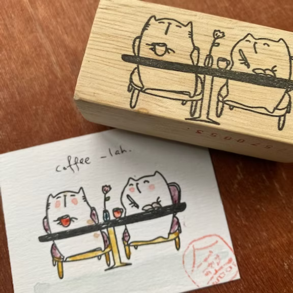 Catdoo Rubber Stamp - Coffee With Friends