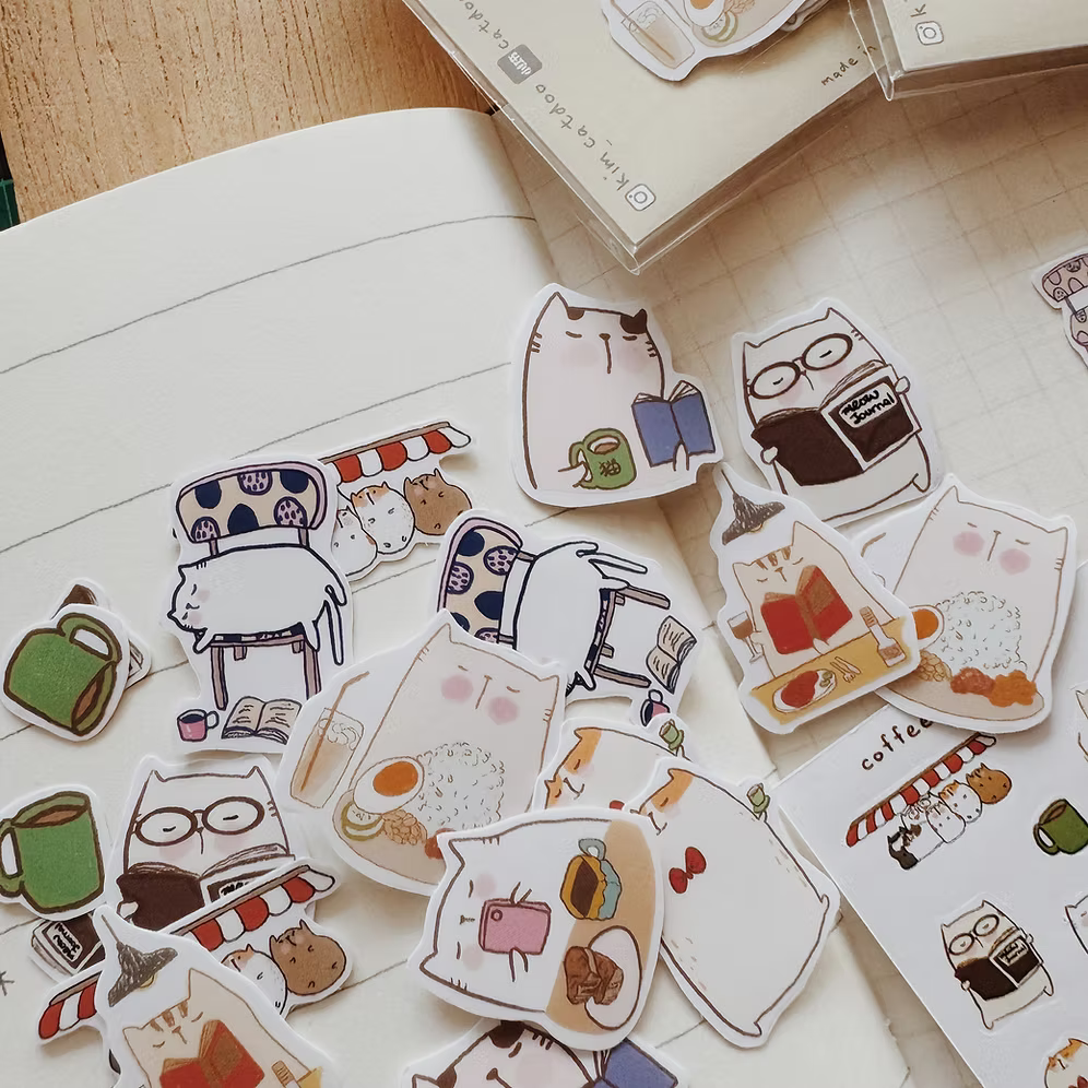 Catdoo Flake Stickers - Coffee x Book