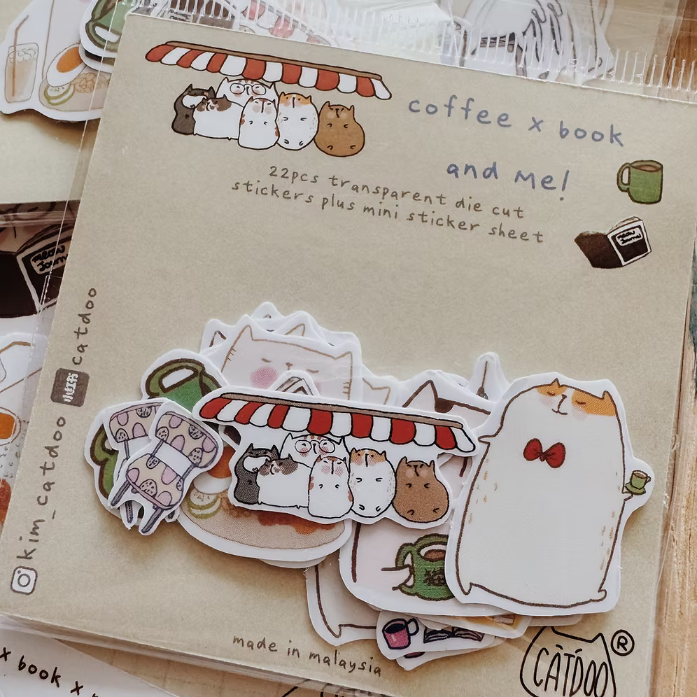 Catdoo Flake Stickers - Coffee x Book
